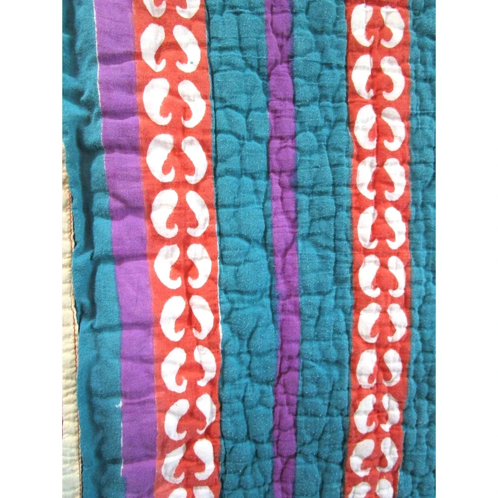 Roberta Roller Rabbit Boho Multicolor Cotton Comforter Blanket Sz Full/Double